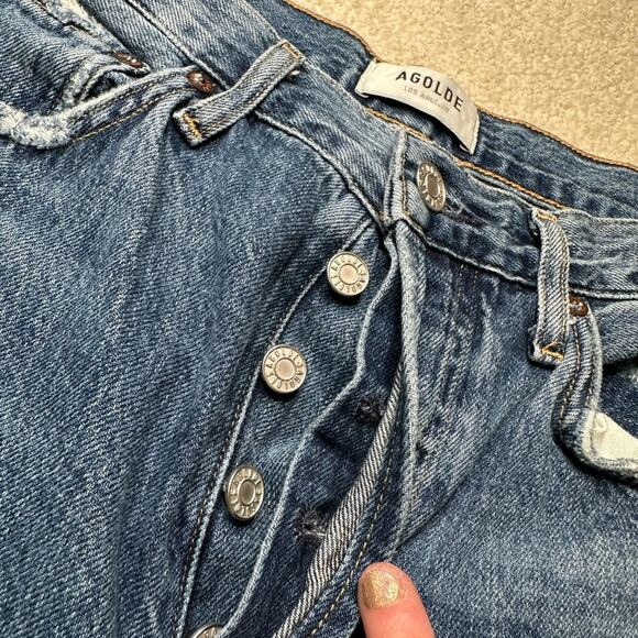 Agolde Blue High Rise Jeans with Relaxed Fit - Picture 5 of 6
